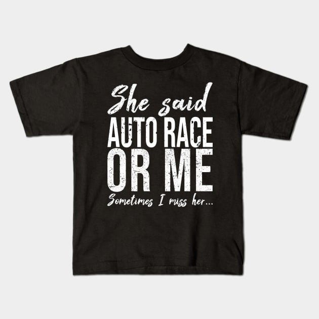 Auto Race funny sports gift idea Kids T-Shirt by Bestseller
